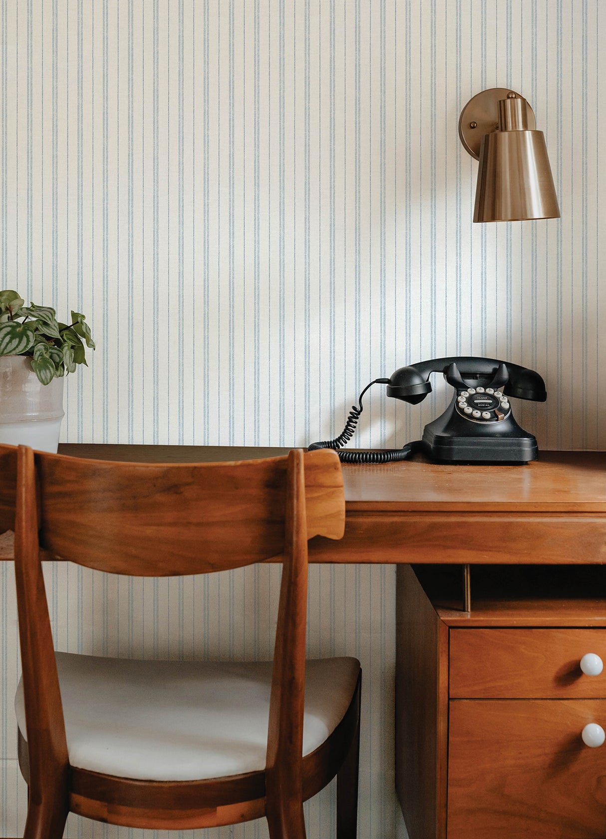 Harville Light Blue Double Stripe Prepasted Easy Walls Washable Strippable Farmhouse Wallpaper by Chesapeake Plaid & Stripe - 4192-83426