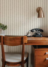 Harville Maroon by Chesapeake Double Stripe Farmhouse Linen-Inspired Pinstripe Wallpaper from the Plaid & Stripe Collection - 4192-83428