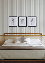 Bingley Green by Chesapeake Embellished Multi-Stripe Farmhouse Prepasted Non-Woven Hybrid Wallpaper from Plaid & Stripe Collection - 4192-83432
