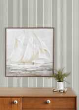 Bingley Green by Chesapeake Embellished Multi-Stripe Farmhouse Prepasted Non-Woven Hybrid Wallpaper from Plaid & Stripe Collection - 4192-83432