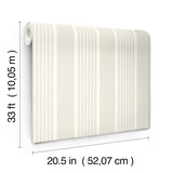 Bingley Beige Embellished Stripe Prepasted Non Woven Hybrid Farmhouse Wallpaper by Chesapeake Plaid and Stripe Collection - 4192-83433