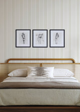 Bingley Beige Embellished Stripe Prepasted Non Woven Hybrid Farmhouse Wallpaper by Chesapeake Plaid and Stripe Collection - 4192-83433