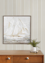 Bingley Beige Embellished Stripe Prepasted Non Woven Hybrid Farmhouse Wallpaper by Chesapeake Plaid and Stripe Collection - 4192-83433
