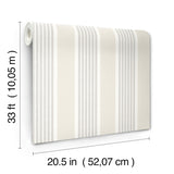 Bingley Light Grey Embellished Stripe Prepasted Farmhouse Wallpaper from Plaid & Stripe Collection by Chesapeake - 4192-83434