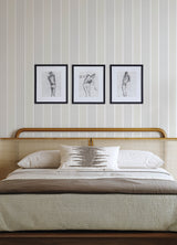 Bingley Light Grey Embellished Stripe Prepasted Farmhouse Wallpaper from Plaid & Stripe Collection by Chesapeake - 4192-83434