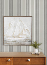Bingley Charcoal by Chesapeake Plaid and Stripe Collection Embellished Stripe Farmhouse Prepasted Non-Woven Hybrid Wallpaper - 4192-83435