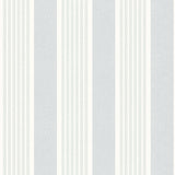 Bingley Light Blue Embellished Stripe Wallpaper by Chesapeake - SKU 4192-83436, featuring sky blue and white multi-stripe bands with fine linen detailing
