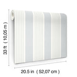 Bingley Light Blue Embellished Stripe by Chesapeake Farmhouse Prepasted Wallpaper - Chesapeake 4192-83436