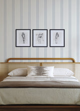 Bingley Light Blue Embellished Stripe by Chesapeake Farmhouse Prepasted Wallpaper - Chesapeake 4192-83436