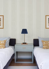 Maddox Light Grey Flannel Stripe by Chesapeake Prepasted Easy Walls Sidewall Wallpaper - 4192-83440