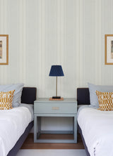 Maddox Light Blue and Grey Flannel Stripe Wallpaper by Chesapeake Farmhouse Prepasted Easy Walls Washable Strippable Non Woven Hybrid - 4192-83442