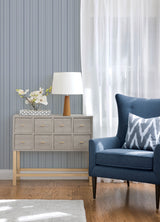 Lascelle Light Blue Modern Pinstripe Prepasted Washable Strippable Non Woven Hybrid Wallpaper by Chesapeake Plaid & Stripe - 4192-83452