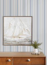 Lascelle Blue Modern Pinstripe Wallpaper by Chesapeake Plaid & Stripe Collection - 4192-83454