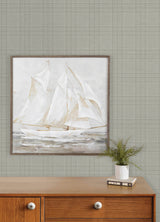 Fox Hollow Light Grey Dashed Plaid by Chesapeake Farmhouse Plaid Wallpaper - Chesapeake 4192-83456