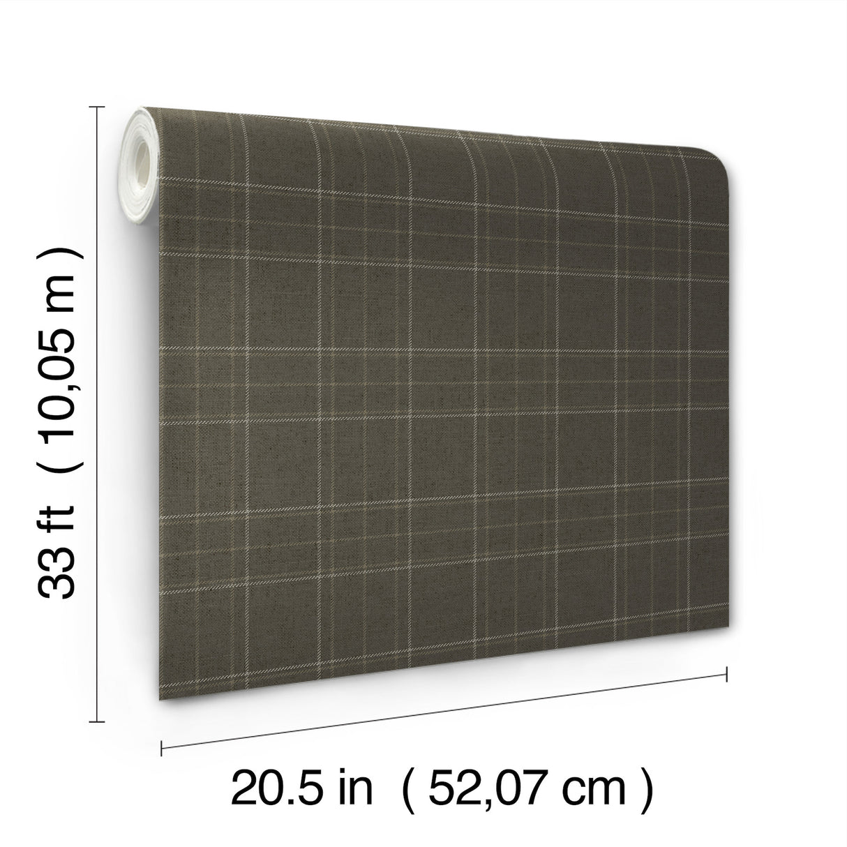 Fox Hollow Charcoal by Chesapeake Plaid & Stripe Collection Farmhouse Dashed Plaid Prepasted Non Woven Hybrid Wallpaper - 4192-83457