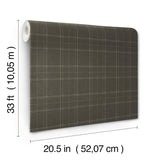 Fox Hollow Charcoal by Chesapeake Plaid & Stripe Collection Farmhouse Dashed Plaid Prepasted Non Woven Hybrid Wallpaper - 4192-83457