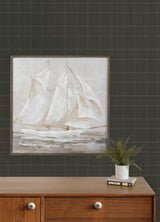 Fox Hollow Charcoal by Chesapeake Plaid & Stripe Collection Farmhouse Dashed Plaid Prepasted Non Woven Hybrid Wallpaper - 4192-83457