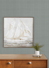 Fox Hollow Turquoise Dashed Plaid by Chesapeake Farmhouse Plaid Wallpaper - Chesapeake 4192-83459