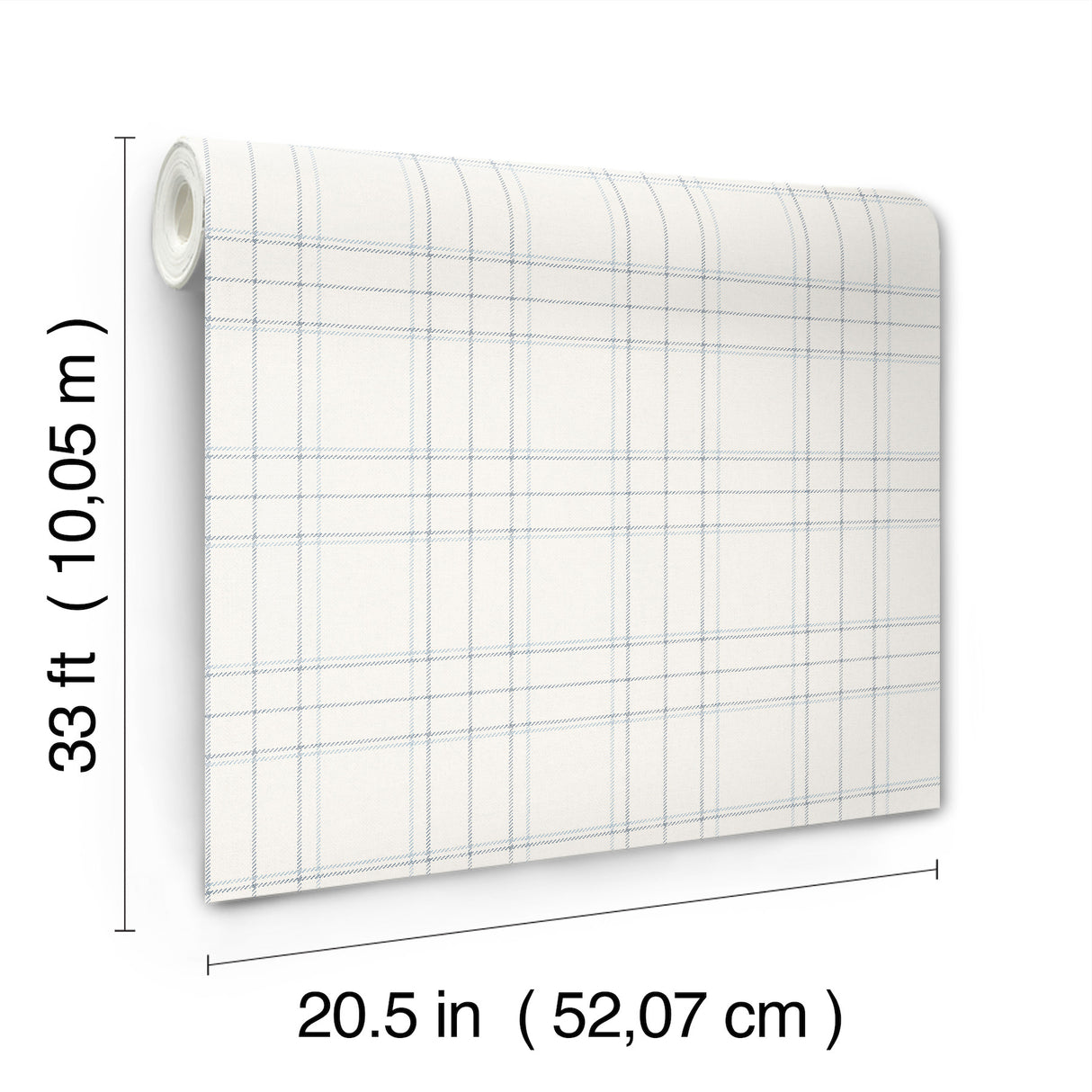 Fox Hollow White Dashed Plaid by Chesapeake Prepasted Farmhouse Non Woven Hybrid Plaid and Stripe Collection Wallpaper - Chesapeake 4192-83460