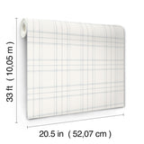 Fox Hollow White Dashed Plaid by Chesapeake Prepasted Farmhouse Non Woven Hybrid Plaid and Stripe Collection Wallpaper - Chesapeake 4192-83460