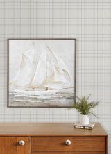 Fox Hollow White Dashed Plaid by Chesapeake Prepasted Farmhouse Non Woven Hybrid Plaid and Stripe Collection Wallpaper - Chesapeake 4192-83460