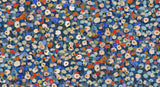 Prato Blue Petite Floral Wallpaper roll and pattern detail