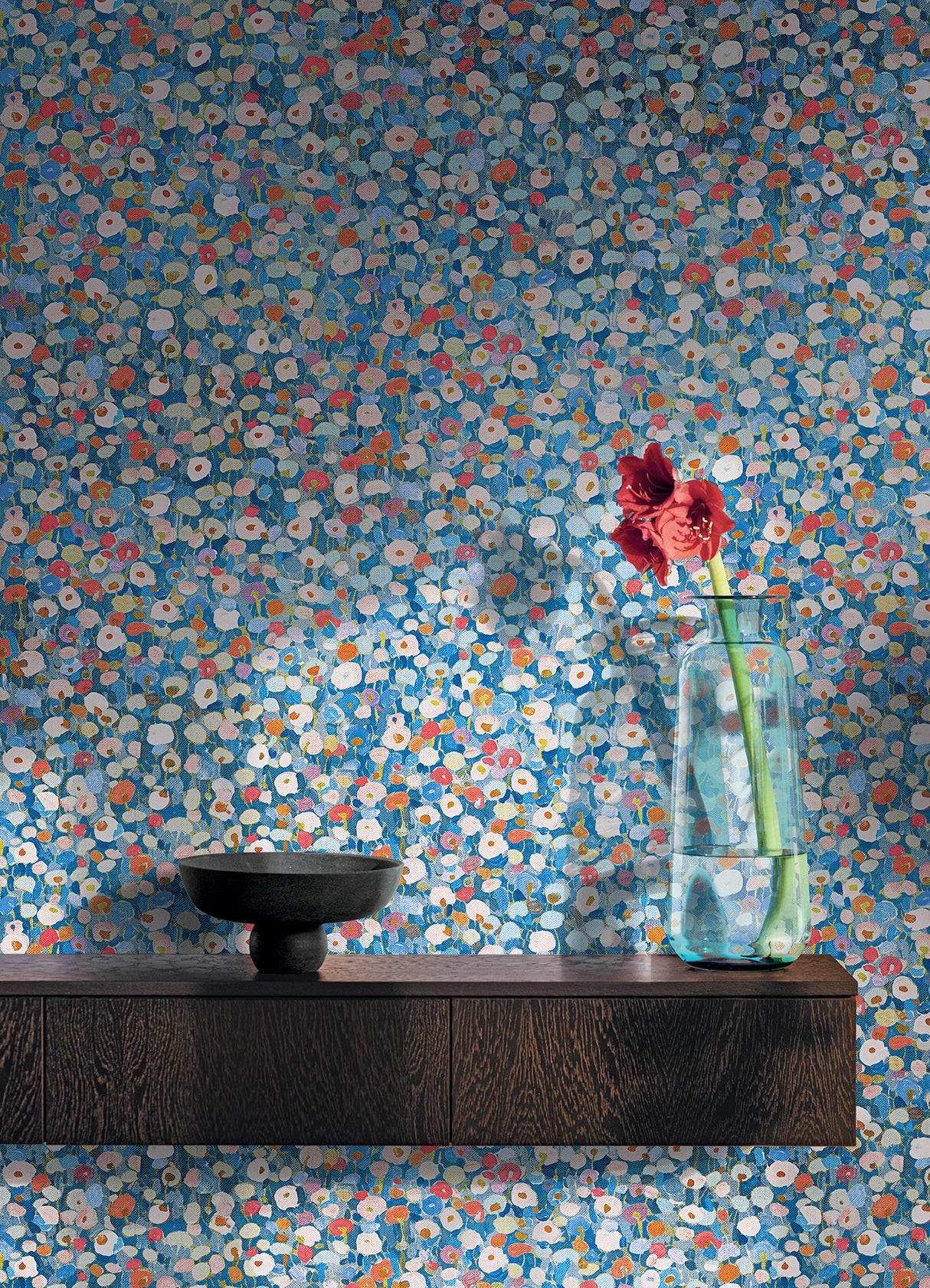 Prato Blue by A-Street Prints Petite Floral Wallpaper- Brewster Home Fashions 4193-7442