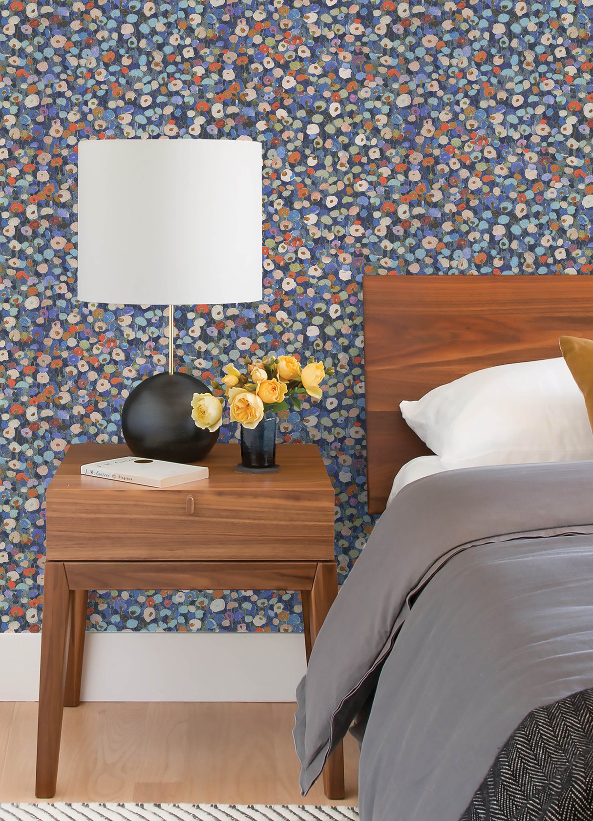 Prato Blue by A-Street Prints Petite Floral Wallpaper- Brewster Home Fashions 4193-7442