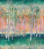 Primavera Sage Wall Mural – abstract birch grove in greens and pastels
