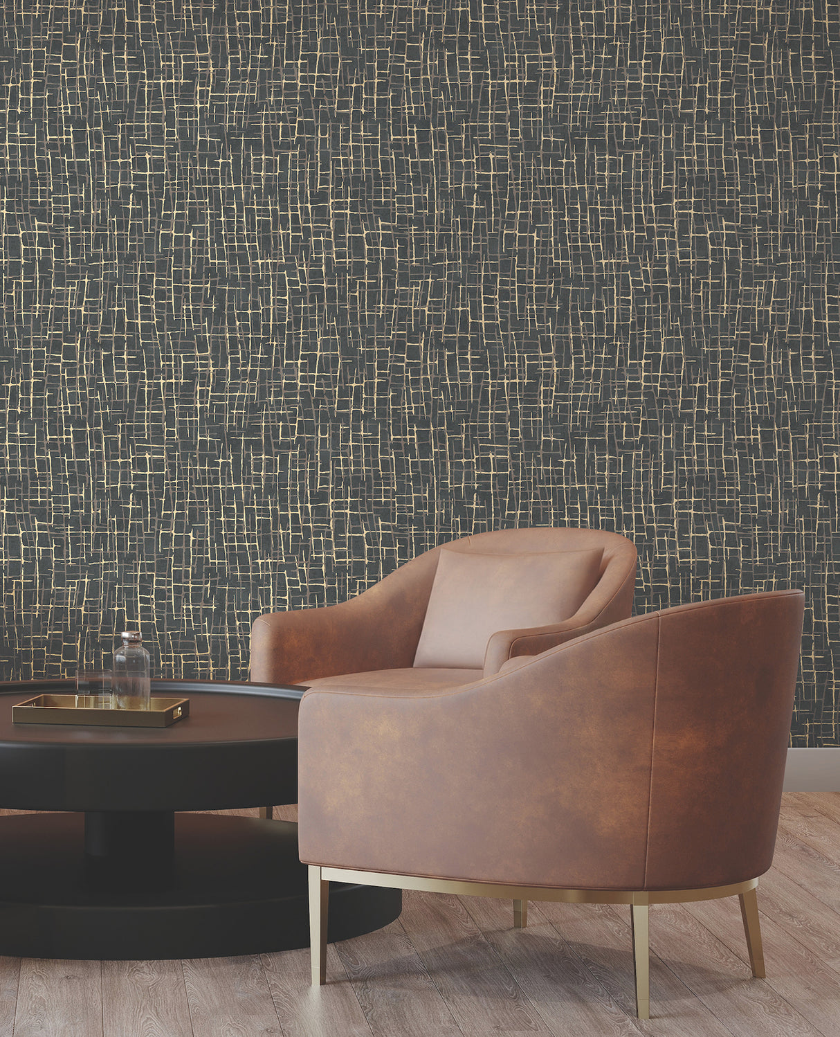 Rian Black by Warner Linear Abstract Wallpaper – Brewster Home Fashions 4195-5360
