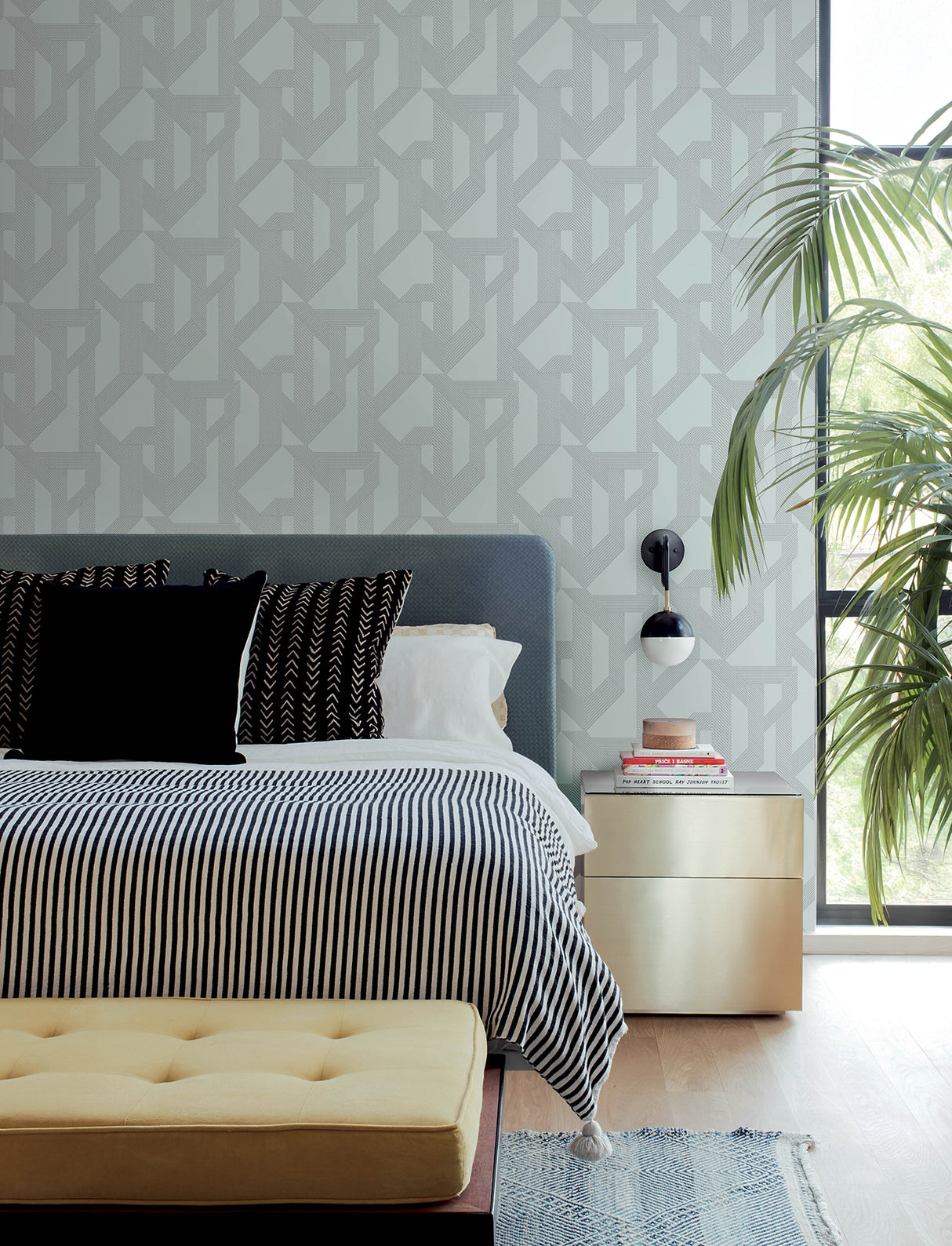 Franz Light Blue Abstract Metallic Geometric Non Woven Unpasted Strippable Wallpaper by A-Street Prints Moderne Deco Collection - 4198-27801