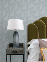 Franz Light Blue Abstract Metallic Geometric Non Woven Unpasted Strippable Wallpaper by A-Street Prints Moderne Deco Collection - 4198-27801