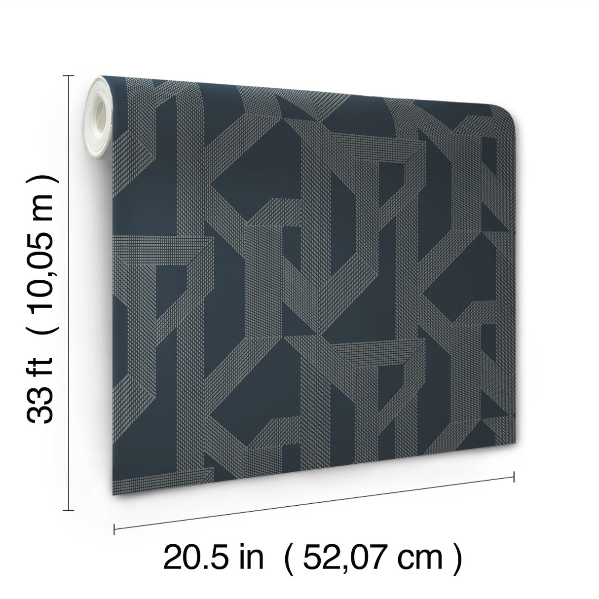 Franz Navy Geometric Wallpaper by A-Street Prints Moderne Deco Metallic Abstract - 4198-27802