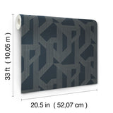 Franz Navy Geometric Wallpaper by A-Street Prints Moderne Deco Metallic Abstract - 4198-27802