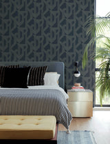 Franz Navy Geometric Wallpaper by A-Street Prints Moderne Deco Metallic Abstract - 4198-27802