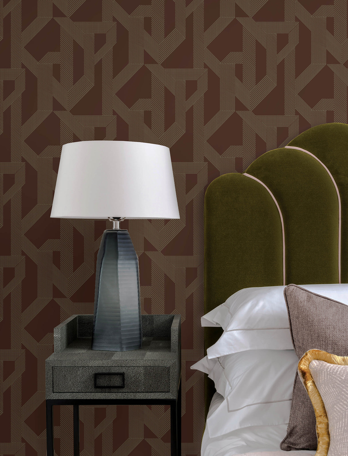 Franz Maroon by A-Street Prints Moderne Deco Metallic Abstract Geometric Non Woven Wallpaper - 4198-27804