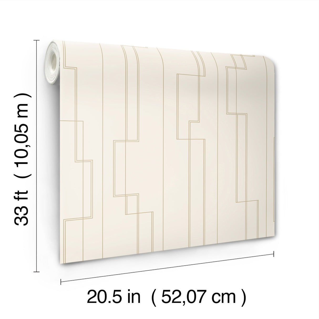 Anson Ivory and Metallic Gold Art Deco Geometric Non Woven Unpasted Wallpaper by A-Street Prints Moderne Deco Collection - 4198-27810