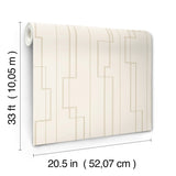 Anson Ivory and Metallic Gold Art Deco Geometric Non Woven Unpasted Wallpaper by A-Street Prints Moderne Deco Collection - 4198-27810
