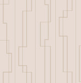 Anson Blush Deco Detailing Wallpaper by A-Street Prints featuring metallic rose gold geometric Art Deco linework on a pale blush pink non woven background