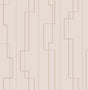 Anson Blush Deco Detailing Wallpaper by A-Street Prints featuring metallic rose gold geometric Art Deco linework on a pale blush pink non woven background