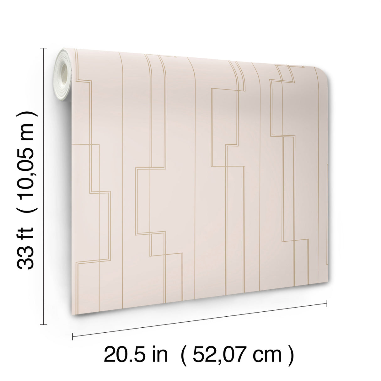 Anson Blush by A-Street Prints Glam Art Deco Geometric Metallic Rose Gold Strippable Washable Unpasted Non Woven Wallpaper Roll - 4198-27813