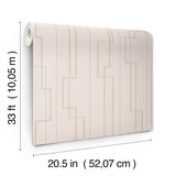 Anson Blush by A-Street Prints Glam Art Deco Geometric Metallic Rose Gold Strippable Washable Unpasted Non Woven Wallpaper Roll - 4198-27813