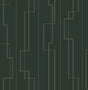 Anson Evergreen Deco Detailing Wallpaper in Forest Green with Metallic Gold Linework by A-Street Prints - 4198-27814