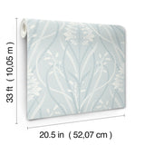 Rosalind Sky Blue Iris Damask Wallpaper by A-Street Prints Moderne Deco Art Deco Botanical Floral Non Woven Unpasted Strippable - 4198-27821