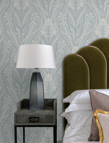 Rosalind Sky Blue Iris Damask Wallpaper by A-Street Prints Moderne Deco Art Deco Botanical Floral Non Woven Unpasted Strippable - 4198-27821