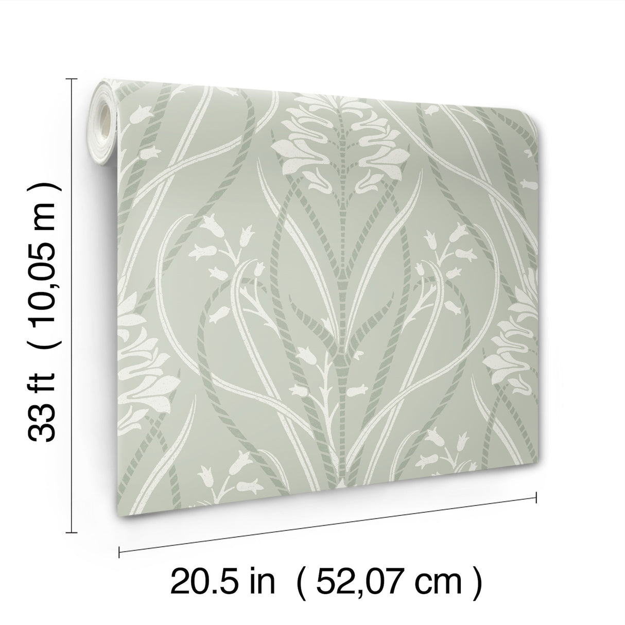 Rosalind Sage Iris Damask Wallpaper by A-Street Prints Art Deco Botanical Floral Non Woven Unpasted Moderne Deco Collection - 4198-27822