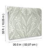 Rosalind Sage Iris Damask Wallpaper by A-Street Prints Art Deco Botanical Floral Non Woven Unpasted Moderne Deco Collection - 4198-27822