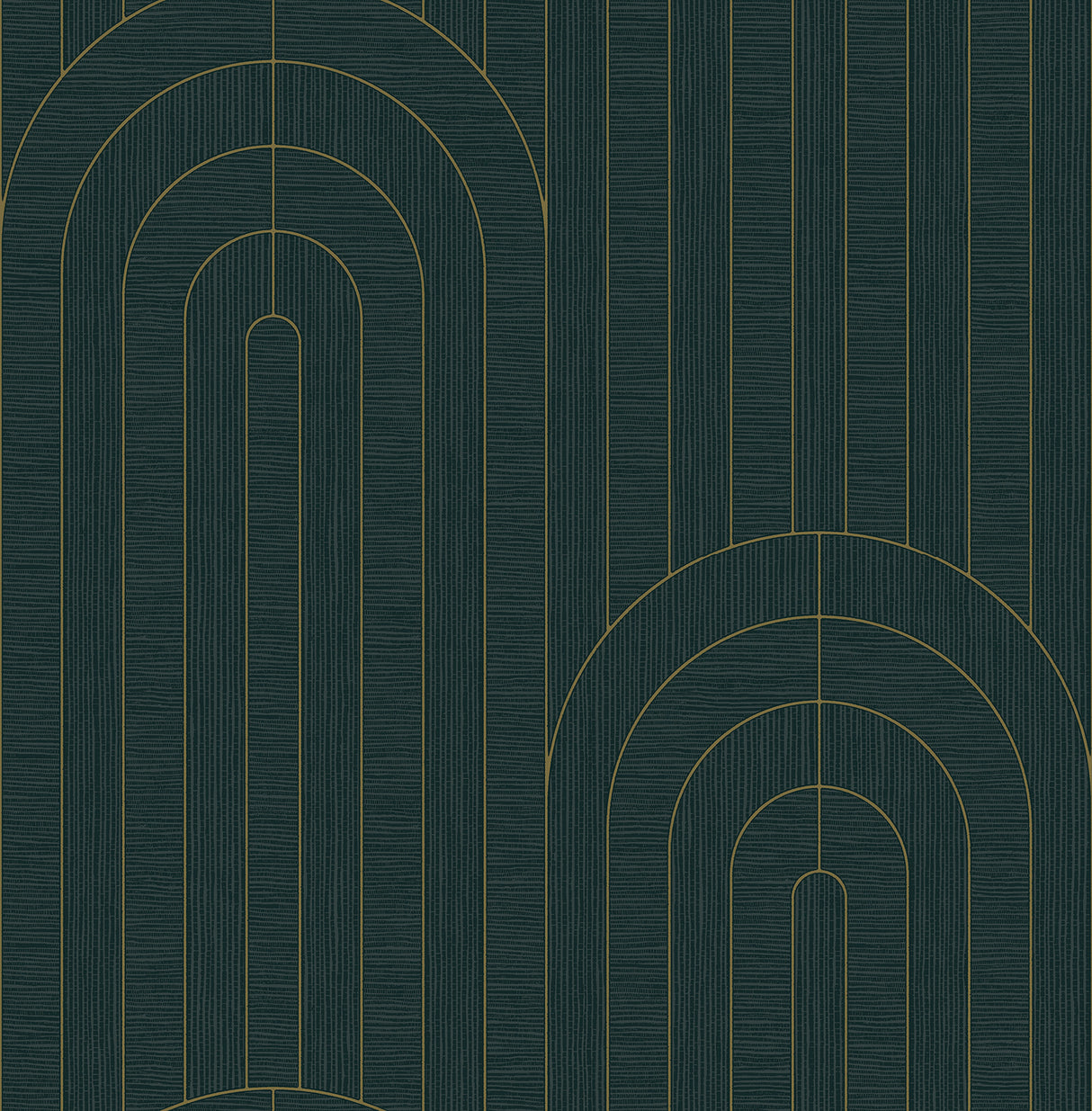 Declan Teal Textured Arches Wallpaper by A-Street Prints - SKU 4198-27824, rich teal background with concentric arch motifs outlined in metallic gold