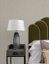 Declan Neutral Textured Arches Wallpaper by A-Street Prints Glam Geometric Metallic Non Woven Unpasted Sidewall - 4198-27826