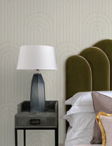 Declan Ivory A-Street Prints Moderne Deco Textured Concentric Geometric Arches Glam Metallic Non Woven Wallpaper - 4198-27827